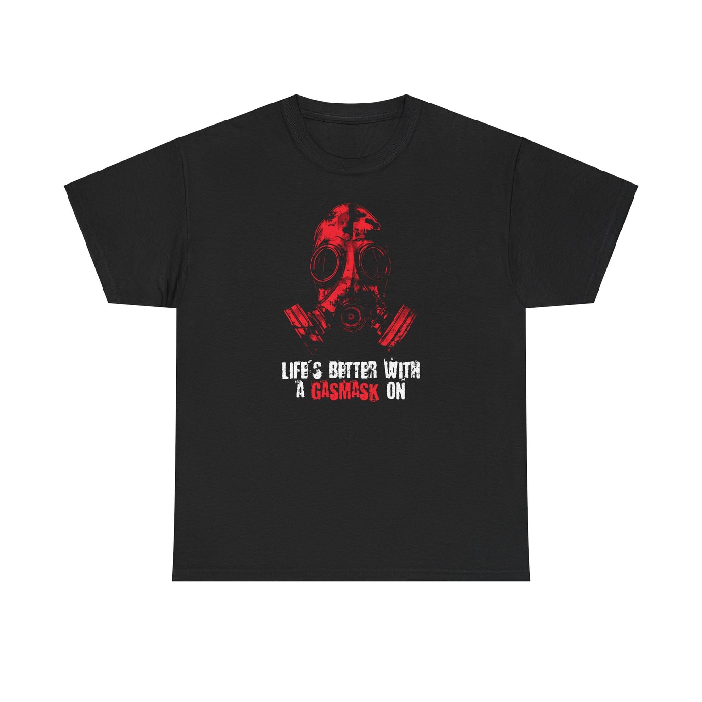 Unisex triko - Life is better with a gasmask on v červené