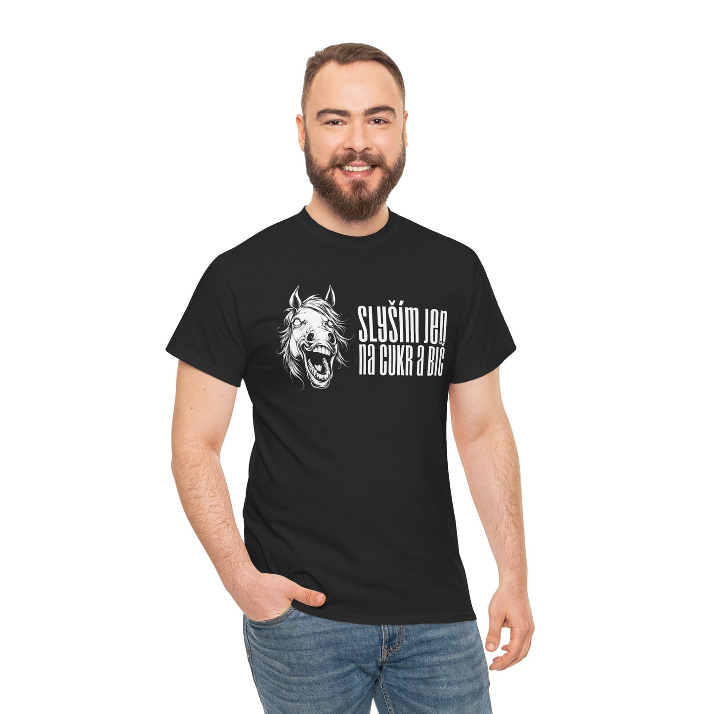 Unisex triko pro milovníky ponyplay - Slyším jen na cukr a bič bílé