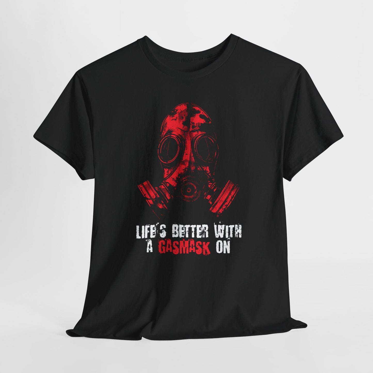 Unisex triko - Life is better with a gasmask on v červené