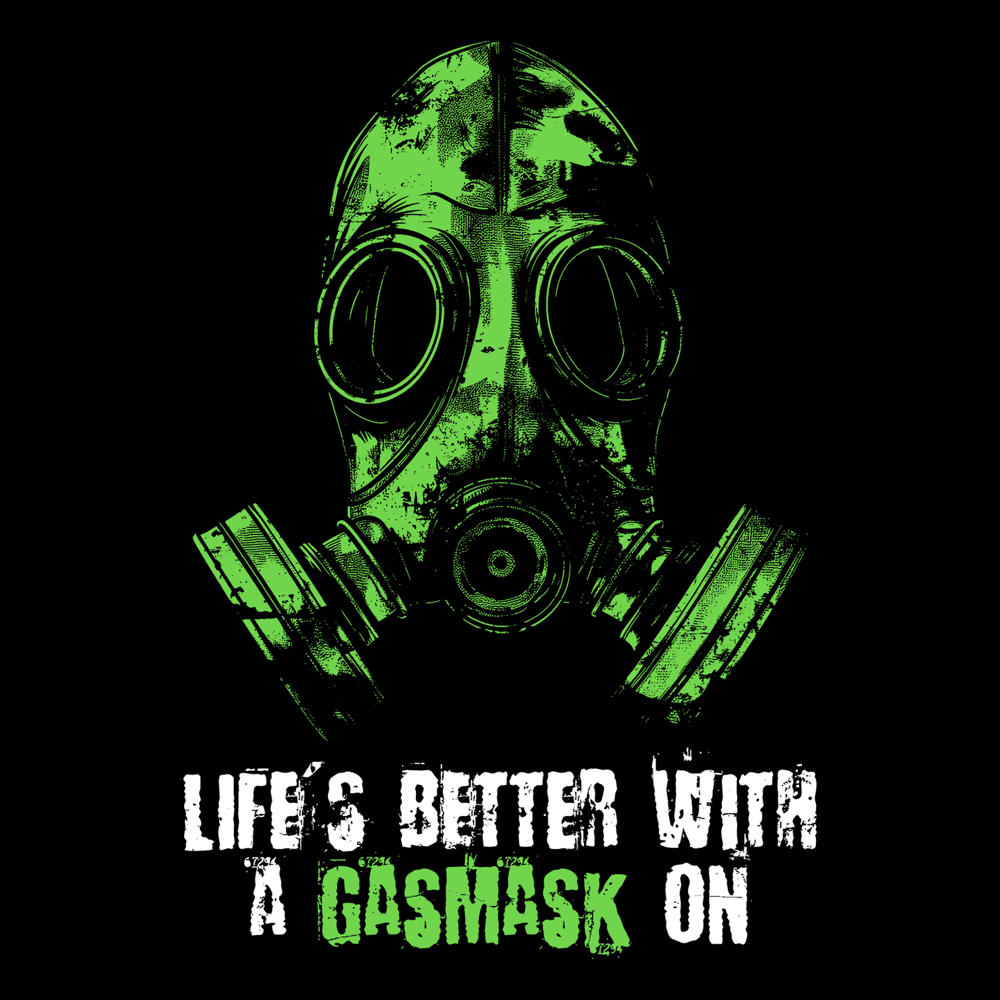 Hrnek Life is better with a Gasmask on v zelené