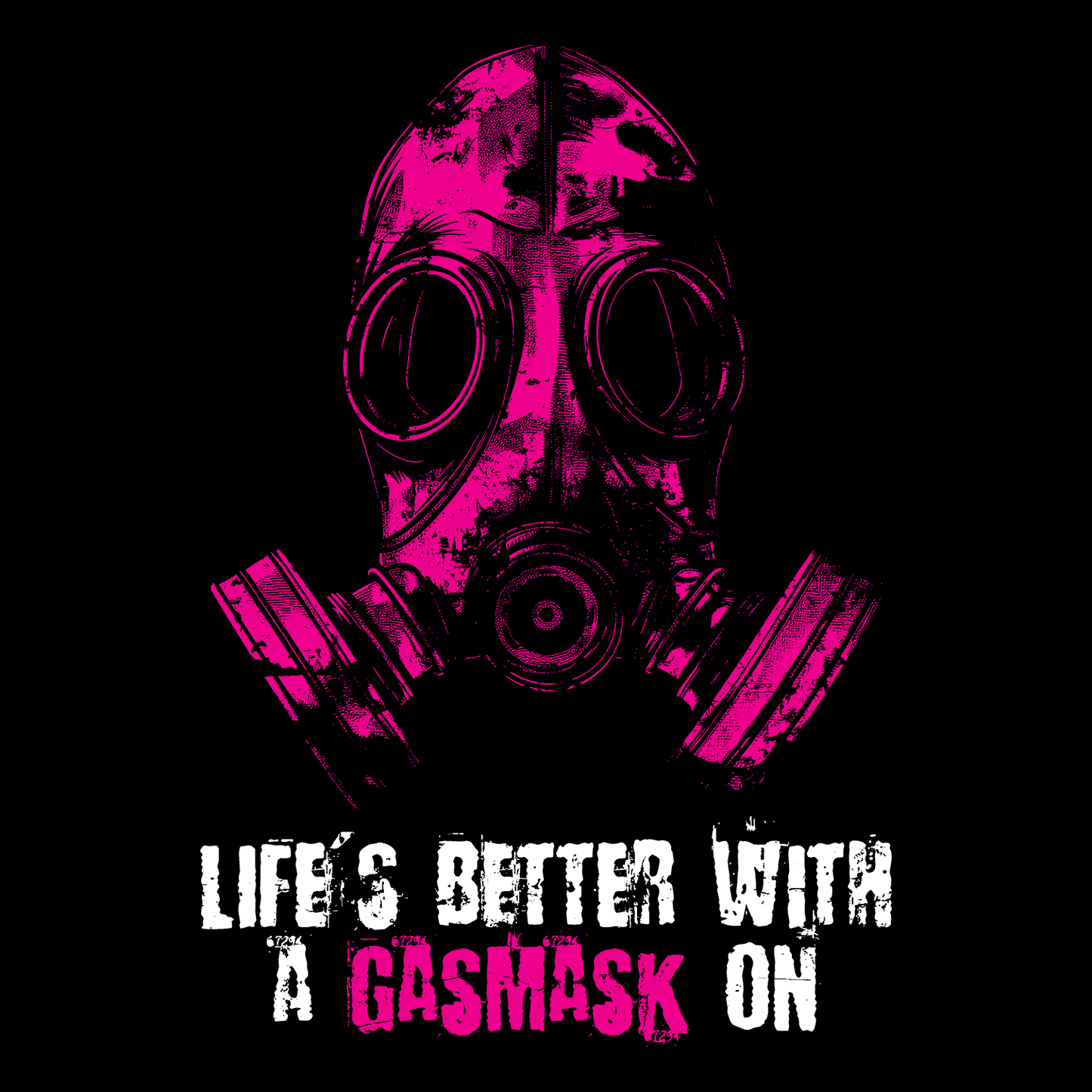 Hrnek Life is better with a Gasmask on v sytě růžové