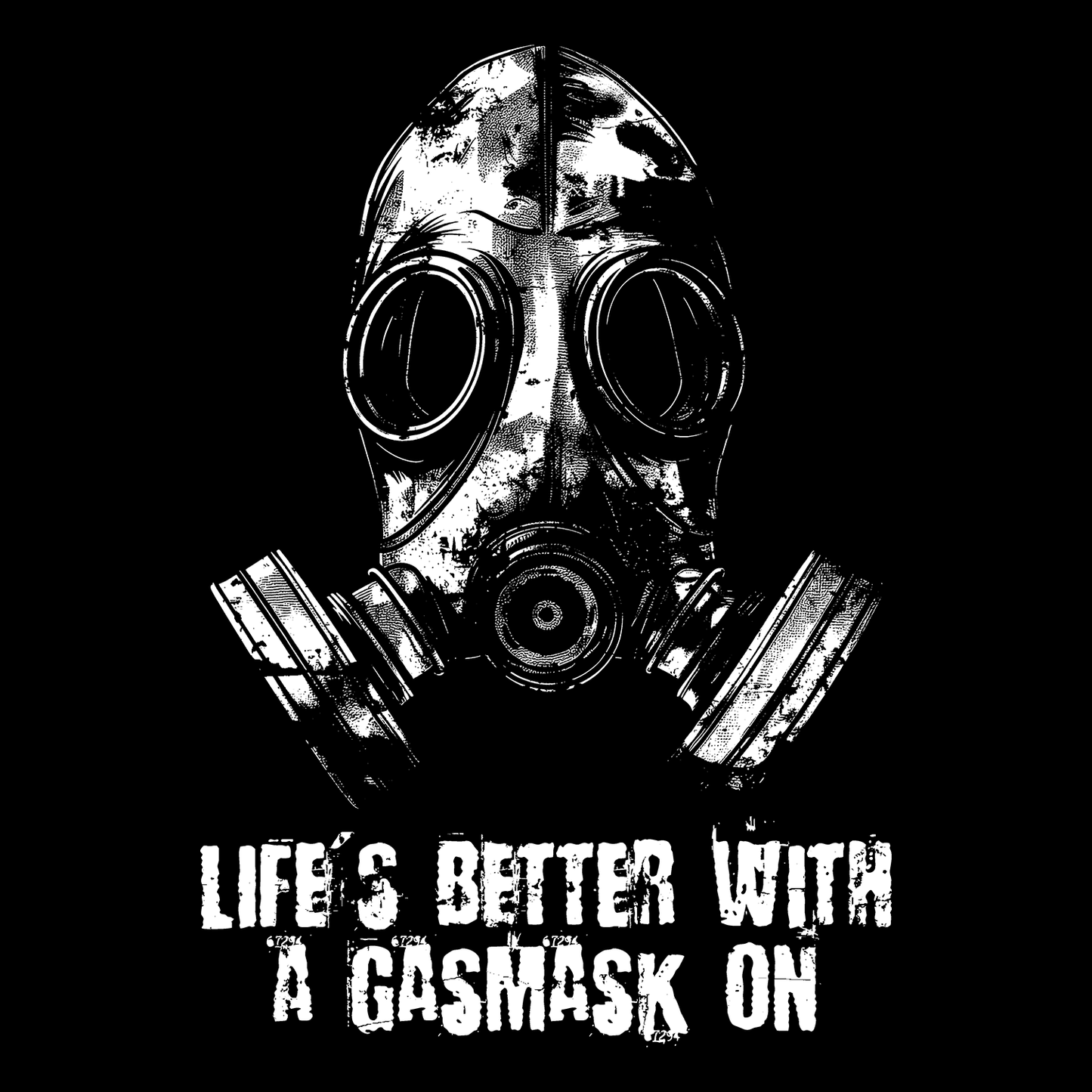 Plátěná taška Life is better with a gasmask on v bílé