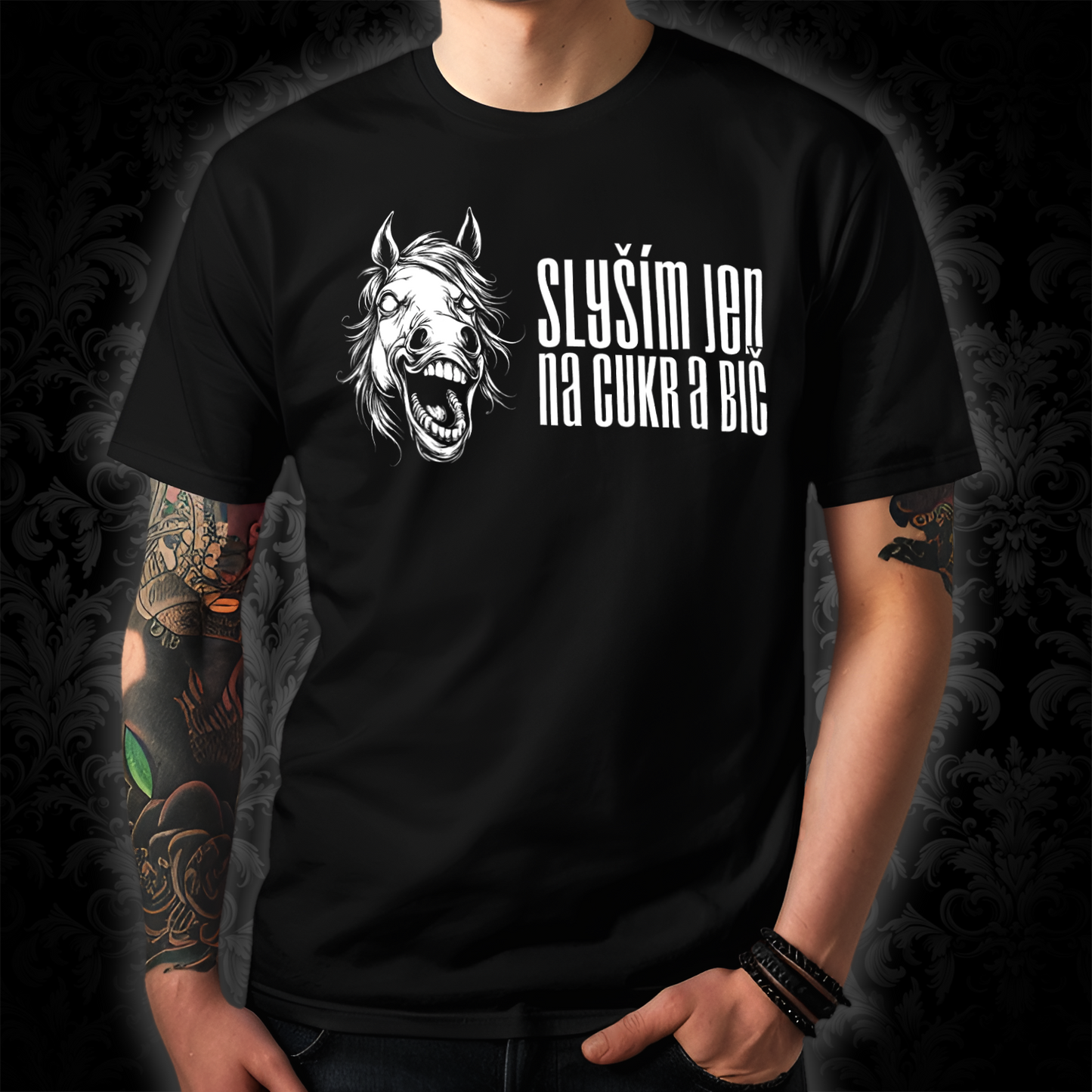 Unisex triko pro milovníky ponyplay - Slyším jen na cukr a bič bílé