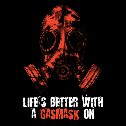 Unisex triko - Life is better with a gasmask on v červené